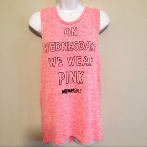Mean Girls "On Wednesdays We Wear Pink" Spell Out Tank Top Size Large EUC